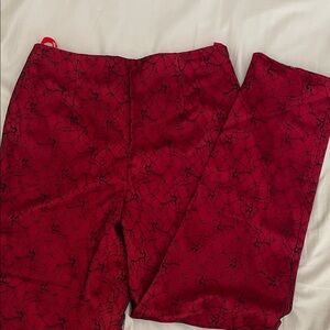 DONNA MORGAN Floral Lace Red Pants